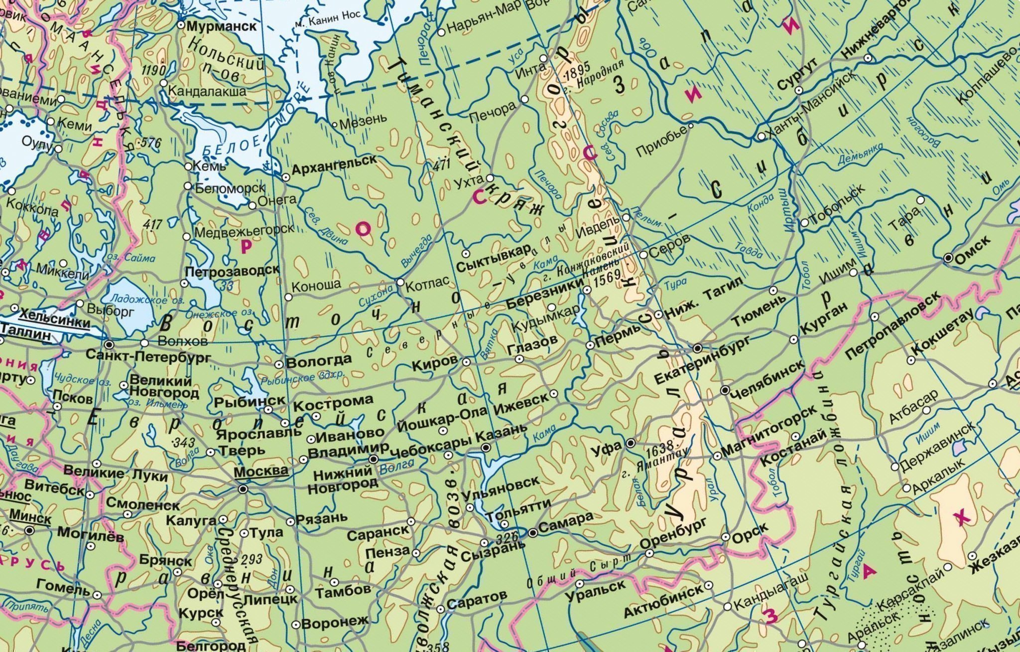 Валдайские горы на карте россии