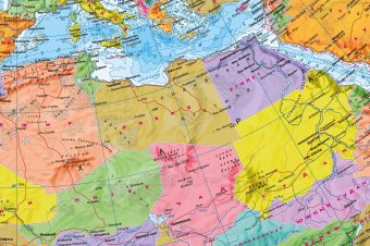 Политический глобус Земли на напольной подставке с полкой, d=64 см