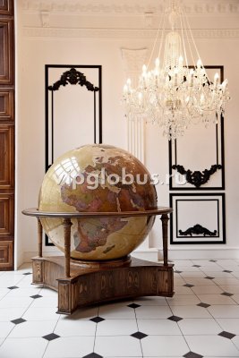 Политический глобус Земли "Антик" в стиле ретро на высокой подставке из дерева, d=130 см