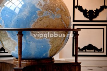Физический глобус Земли "Антик" в стиле ретро на высокой подставке из дерева, d=130 см