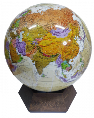 Политический глобус Земли в стиле ретро на подставке из дерева, d=64 см