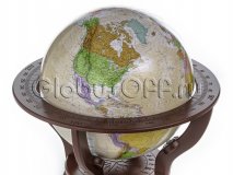 Физический глобус Земли "Антик" в стиле ретро на резной подставке из дерева, d=64 см