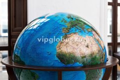 Физический глобус Земли "Вид из Космоса" на резной подставке из дерева, d=95 см